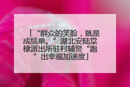 “群众的笑脸，就是成绩单。”湖北安陆棠棣派出所驻村辅警“跑”出幸福加速度