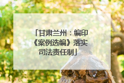甘肃兰州：编印《案例选编》落实司法责任制