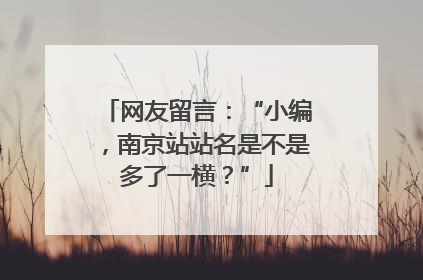 网友留言：“小编，南京站站名是不是多了一横？”