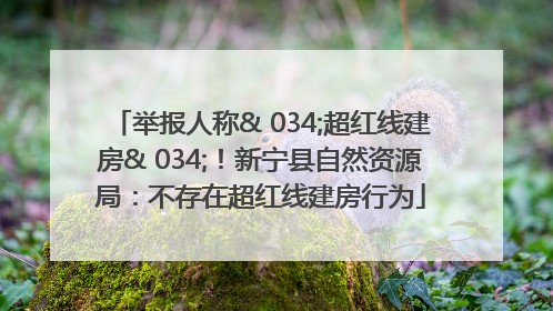 举报人称& 034;超红线建房& 034;！新宁县自然资源局：不存在超红线建房行为