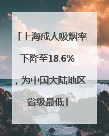 上海成人吸烟率下降至18.6%，为中国大陆地区省级最低