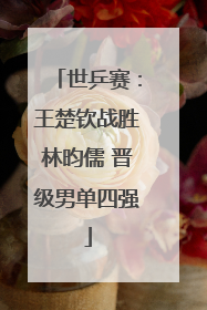 世乒赛：王楚钦战胜林昀儒 晋级男单四强