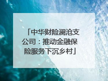 中华财险澜沧支公司：推动金融保险服务下沉乡村