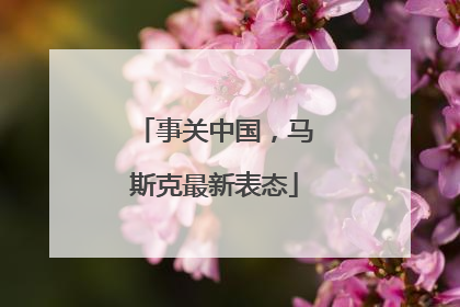 事关中国，马斯克最新表态