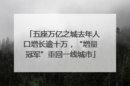 五座万亿之城去年人口增长逾十万，“增量冠军”重回一线城市