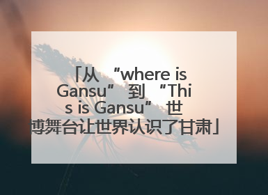 从 “where is Gansu” 到 “This is Gansu” 世博舞台让世界认识了甘肃