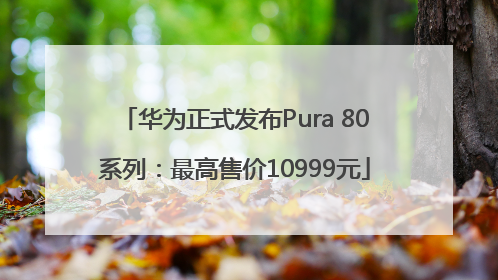 华为正式发布Pura 80系列：最高售价10999元