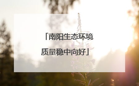 南阳生态环境质量稳中向好