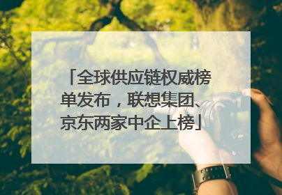 全球供应链权威榜单发布，联想集团、京东两家中企上榜
