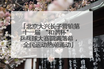 北京大兴长子营镇第十一届 “和谐杯” 乒乓球大赛圆满落幕，全民运动热潮涌动