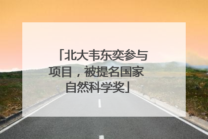 北大韦东奕参与项目，被提名国家自然科学奖