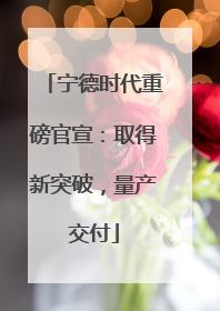 宁德时代重磅官宣：取得新突破，量产交付