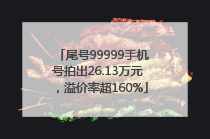尾号99999手机号拍出26.13万元，溢价率超160%