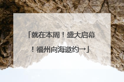 就在本周！盛大启幕！福州向海邀约→