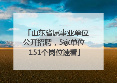 山东省属事业单位公开招聘，5家单位151个岗位速看