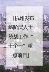 杭州发布新阶层人士统战工作“十个一”重点项目