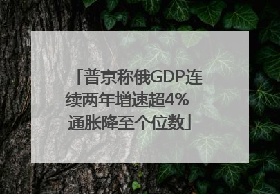普京称俄GDP连续两年增速超4% 通胀降至个位数