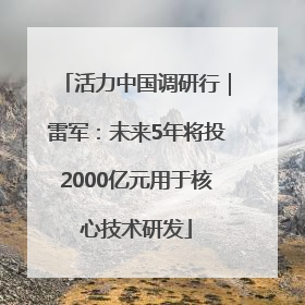 活力中国调研行｜雷军：未来5年将投2000亿元用于核心技术研发