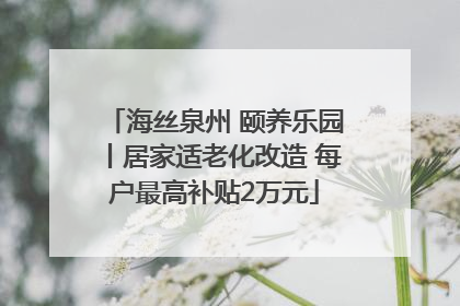 海丝泉州 颐养乐园丨居家适老化改造 每户最高补贴2万元