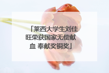 莱西大学生刘佳旺荣获国家无偿献血 奉献奖铜奖