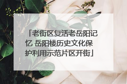 老街区复活老岳阳记忆 岳阳楼历史文化保护利用示范片区开街