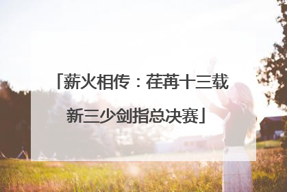 薪火相传：荏苒十三载 新三少剑指总决赛
