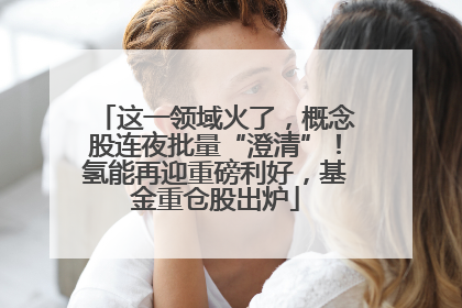 这一领域火了，概念股连夜批量“澄清”！氢能再迎重磅利好，基金重仓股出炉