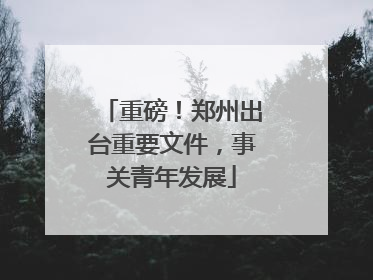 重磅！郑州出台重要文件，事关青年发展