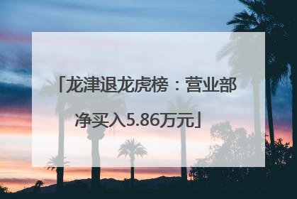 龙津退龙虎榜：营业部净买入5.86万元