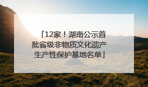 12家！湖南公示首批省级非物质文化遗产生产性保护基地名单