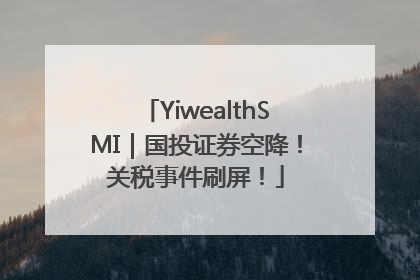 YiwealthSMI｜国投证券空降！关税事件刷屏！